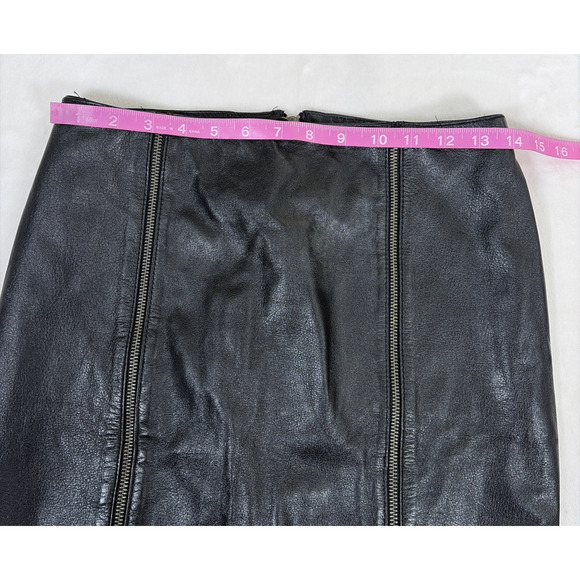 Danier Pencil Skirt Women’s 6 Black Leather, Lined, Triple Zippers Bnfts Charity - Picture 2 of 11